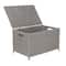Gray Woven Paper Rope Storage Chest with Hinged Lid & Integrated Handles